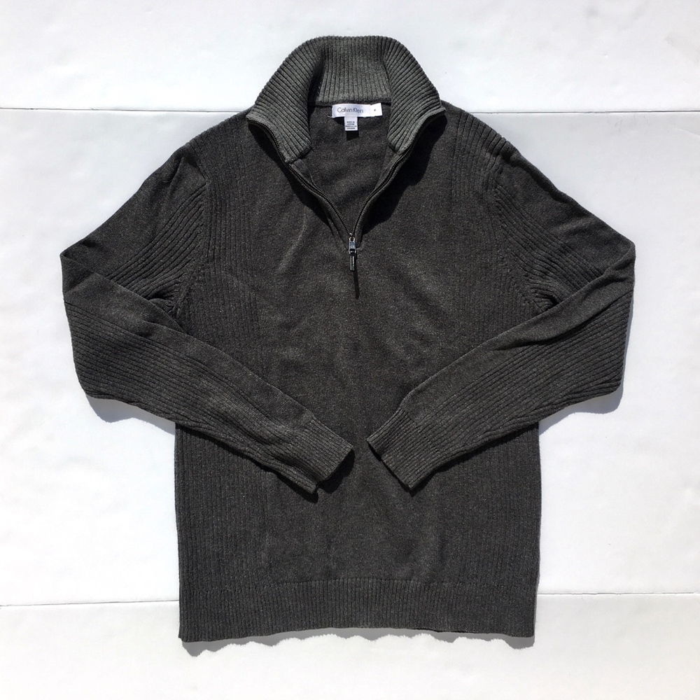 Calvin Klein Grey 1/4 Zip Pullover Sweater Sz M